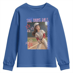 Hit The Dang Ball Funny Doll Baseball Graphic Youth Sweatshirt Sassy Sports Fan Gift TS02 Royal Blue Print Your Wear