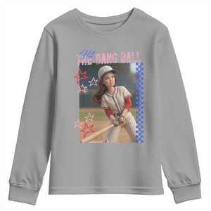 Hit The Dang Ball Funny Doll Baseball Graphic Youth Sweatshirt Sassy Sports Fan Gift TS02 Sport Gray Print Your Wear