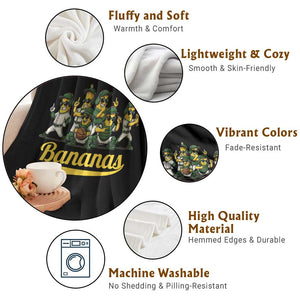 Cool Bananas Squad Playing Baseball Graphic Throw Blanket for Sports Fans Entertainment TS02 Print Your Wear