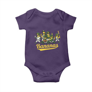 Cool Bananas Squad Playing Baseball Graphic Baby Onesie for Sports Fans Entertainment TS02 Purple Print Your Wear