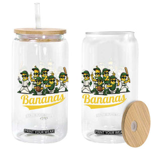 Cool Bananas Squad Playing Baseball Graphic Glass Can for Sports Fans Entertainment TS02 Print Your Wear
