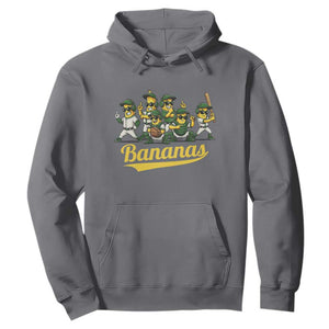 Cool Bananas Squad Playing Baseball Graphic Hoodie for Sports Fans Entertainment TS02 Charcoal Print Your Wear