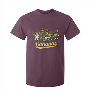 Cool Bananas Squad Playing Baseball Graphic T Shirt For Kid for Sports Fans Entertainment TS02 Maroon Print Your Wear