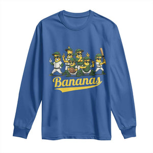 Cool Bananas Squad Playing Baseball Graphic Long Sleeve Shirt for Sports Fans Entertainment TS02 Royal Blue Print Your Wear