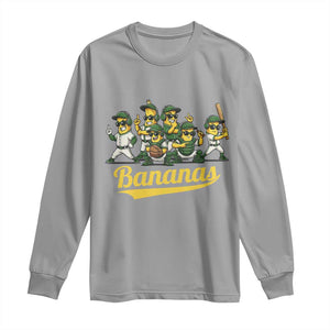 Cool Bananas Squad Playing Baseball Graphic Long Sleeve Shirt for Sports Fans Entertainment TS02 Sport Gray Print Your Wear