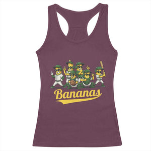 Cool Bananas Squad Playing Baseball Graphic Racerback Tank Top for Sports Fans Entertainment TS02 Maroon Print Your Wear