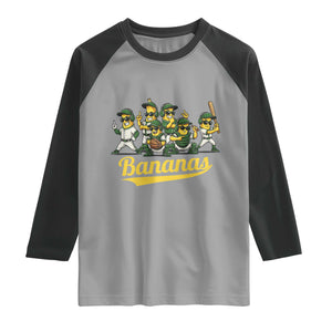 Cool Bananas Squad Playing Baseball Graphic Raglan Shirt for Sports Fans Entertainment TS02 Sport Gray Black Print Your Wear