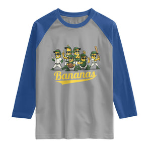 Cool Bananas Squad Playing Baseball Graphic Raglan Shirt for Sports Fans Entertainment TS02 Sport Gray Royal Print Your Wear