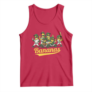 Cool Bananas Squad Playing Baseball Graphic Tank Top for Sports Fans Entertainment TS02 Red Print Your Wear
