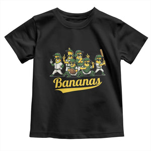 Cool Bananas Squad Playing Baseball Graphic Toddler T Shirt for Sports Fans Entertainment TS02 Black Print Your Wear