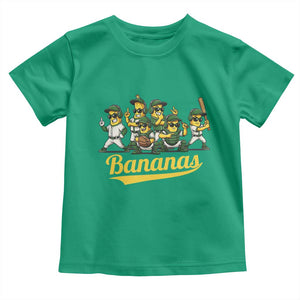 Cool Bananas Squad Playing Baseball Graphic Toddler T Shirt for Sports Fans Entertainment TS02 Irish Green Print Your Wear