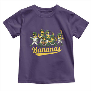 Cool Bananas Squad Playing Baseball Graphic Toddler T Shirt for Sports Fans Entertainment TS02 Purple Print Your Wear
