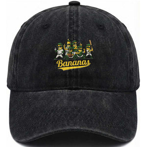 Cool Bananas Squad Playing Baseball Graphic Washed Cotton Baseball Cap for Sports Fans Entertainment TS02 Print Your Wear