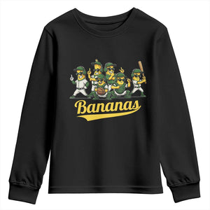 Cool Bananas Squad Playing Baseball Graphic Youth Sweatshirt for Sports Fans Entertainment TS02 Black Print Your Wear