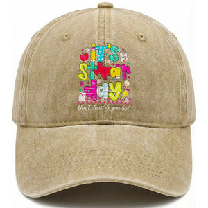 Groovy Texas STAAR Day Washed Cotton Baseball Cap Don't Stress Do Your Best Teacher Student Motivation TS02 Print Your Wear