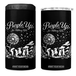 Purple Up For Military Kids Dandelion Inspirational 4 in 1 Can Cooler Tumbler Month of the Military Child Awareness Brat Support TS02 One Size: 16 oz Black Print Your Wear