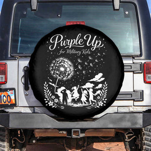 Purple Up For Military Kids Dandelion Inspirational Spare Tire Cover Month of the Military Child Awareness Brat Support TS02 No hole Black Print Your Wear