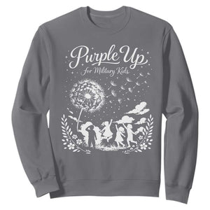 Purple Up For Military Kids Dandelion Inspirational Sweatshirt Month of the Military Child Awareness Brat Support TS02 Charcoal Print Your Wear