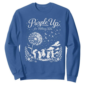 Purple Up For Military Kids Dandelion Inspirational Sweatshirt Month of the Military Child Awareness Brat Support TS02 Royal Blue Print Your Wear