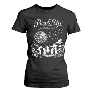 Purple Up For Military Kids Dandelion Inspirational T Shirt For Women Month of the Military Child Awareness Brat Support TS02 Black Print Your Wear