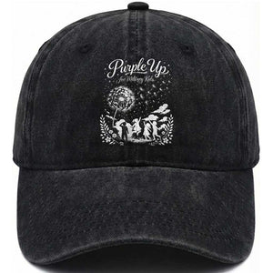 Purple Up For Military Kids Dandelion Inspirational Washed Cotton Baseball Cap Month of the Military Child Awareness Brat Support TS02 Print Your Wear