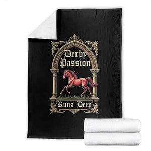 Derby Passion Runs Deep Elegant Horse Racing Throw Blanket Vintage Gothic Arch Equestrian Thoroughbred Lover TS02 Black Print Your Wear