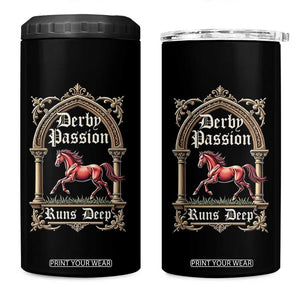 Derby Passion Runs Deep Elegant Horse Racing 4 in 1 Can Cooler Tumbler Vintage Gothic Arch Equestrian Thoroughbred Lover TS02 One Size: 16 oz Black Print Your Wear