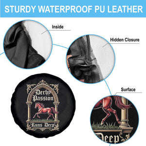 Derby Passion Runs Deep Elegant Horse Racing Spare Tire Cover Vintage Gothic Arch Equestrian Thoroughbred Lover TS02 Print Your Wear