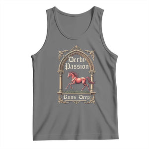 Derby Passion Runs Deep Elegant Horse Racing Tank Top Vintage Gothic Arch Equestrian Thoroughbred Lover TS02 Black Heather Print Your Wear