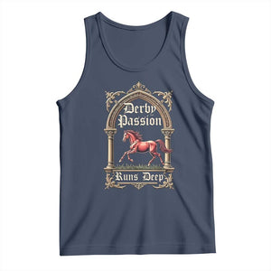 Derby Passion Runs Deep Elegant Horse Racing Tank Top Vintage Gothic Arch Equestrian Thoroughbred Lover TS02 Navy Print Your Wear
