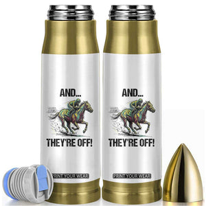 And They’re Off Colorful Horse Racing Sketch Bullet Tumbler Jockey and Thoroughbred Sprinting Race Day TS02 White Print Your Wear