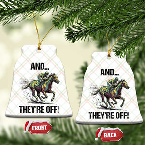 And They’re Off Colorful Horse Racing Sketch Ceramic Ornament Jockey and Thoroughbred Sprinting Race Day TS02 Print Your Wear