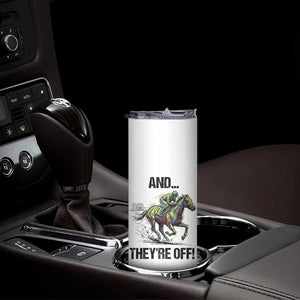 And They’re Off Colorful Horse Racing Sketch Skinny Tumbler Jockey and Thoroughbred Sprinting Race Day TS02 Print Your Wear