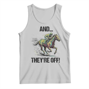 And They’re Off Colorful Horse Racing Sketch Tank Top Jockey and Thoroughbred Sprinting Race Day TS02 Ash Print Your Wear