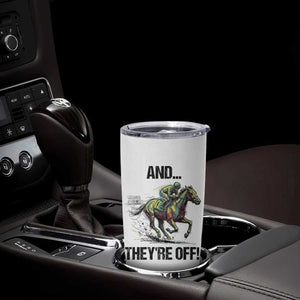 And They’re Off Colorful Horse Racing Sketch Tumbler Cup Jockey and Thoroughbred Sprinting Race Day TS02 Print Your Wear