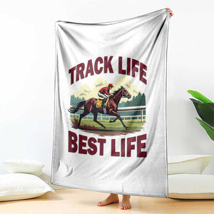 Track Life Best Life Horse Racing Enthusiast Throw Blanket Retro Jockey and Racehorse Trackside Southern Equestrian TS02 Print Your Wear