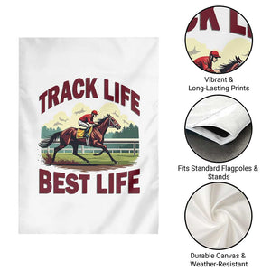 Track Life Best Life Horse Racing Enthusiast Garden Flag Retro Jockey and Racehorse Trackside Southern Equestrian TS02 Print Your Wear