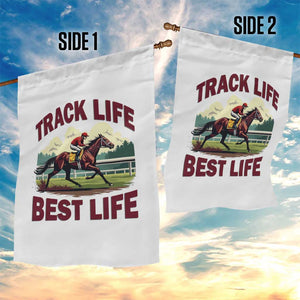 Track Life Best Life Horse Racing Enthusiast Garden Flag Retro Jockey and Racehorse Trackside Southern Equestrian TS02 Print Your Wear