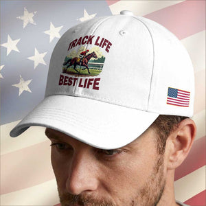 Track Life Best Life Horse Racing Enthusiast Baseball Cap Retro Jockey and Racehorse Trackside Southern Equestrian TS02 Print Your Wear