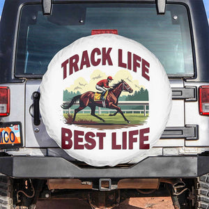 Track Life Best Life Horse Racing Enthusiast Spare Tire Cover Retro Jockey and Racehorse Trackside Southern Equestrian TS02 No hole White Print Your Wear