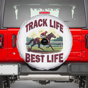Track Life Best Life Horse Racing Enthusiast Spare Tire Cover Retro Jockey and Racehorse Trackside Southern Equestrian TS02 White Print Your Wear