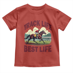 Track Life Best Life Horse Racing Enthusiast Toddler T Shirt Retro Jockey and Racehorse Trackside Southern Equestrian TS02 Red Print Your Wear