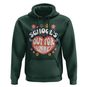 Summer Break Hoodie Retro Last Day of School's Out For Summer Teacher Boys Girls TS02 Dark Forest Green Print Your Wear