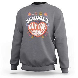 Summer Break Sweatshirt Retro Last Day of School's Out For Summer Teacher Boys Girls TS02 Charcoal Print Your Wear