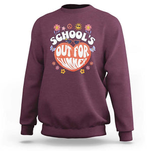 Summer Break Sweatshirt Retro Last Day of School's Out For Summer Teacher Boys Girls TS02 Maroon Print Your Wear
