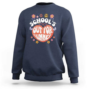 Summer Break Sweatshirt Retro Last Day of School's Out For Summer Teacher Boys Girls TS02 Navy Print Your Wear