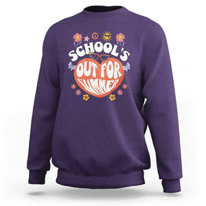 Summer Break Sweatshirt Retro Last Day of School's Out For Summer Teacher Boys Girls TS02 Purple Print Your Wear