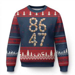 86 47 Seashell Subtle Summer Coastal Graphic Ugly Christmas Sweater Viral Beach Walk Political Satire TS02 Navy Red Print Your Wear