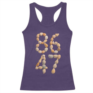 86 47 Seashell Subtle Summer Coastal Graphic Racerback Tank Top Viral Beach Walk Political Satire TS02 Purple Print Your Wear
