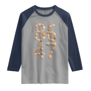86 47 Seashell Subtle Summer Coastal Graphic Raglan Shirt Viral Beach Walk Political Satire TS02 Sport Gray Navy Print Your Wear